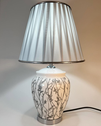 آباژور رومیزی سرامیکی طرح شاخه نقره ای توسی