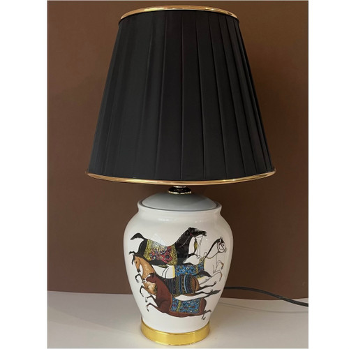 آباژور رومیزی سرامیکی طرح اسب هرمس