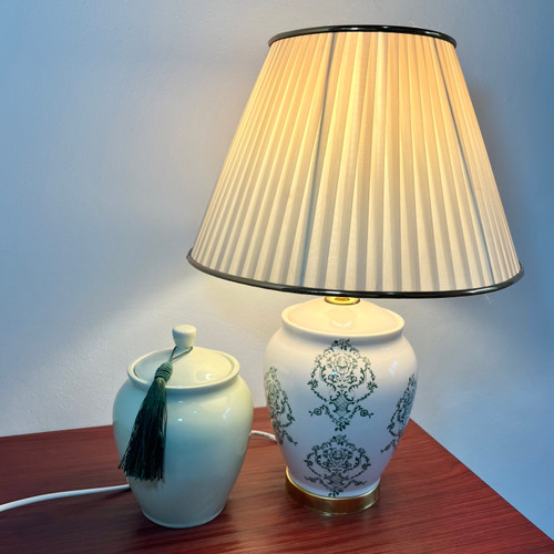 ست آباژور و گلدان رومیزی سرامیکی قلم سبز